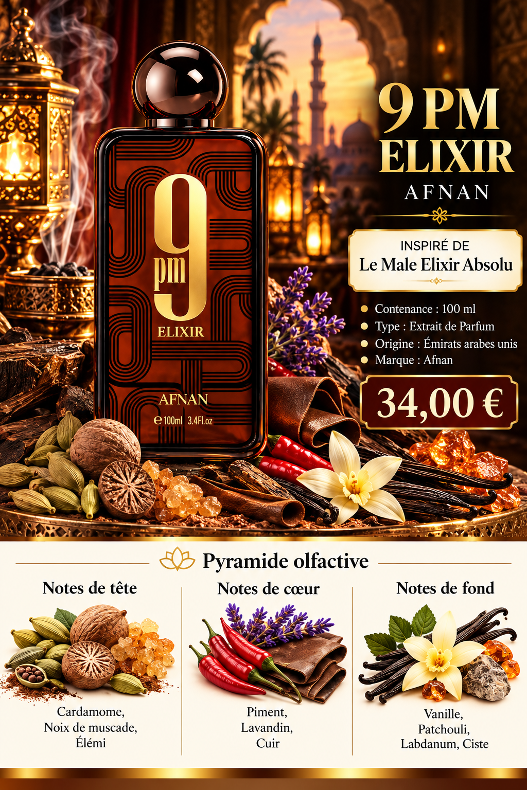 Présentation du parfum 9 PM Elixir Afnan