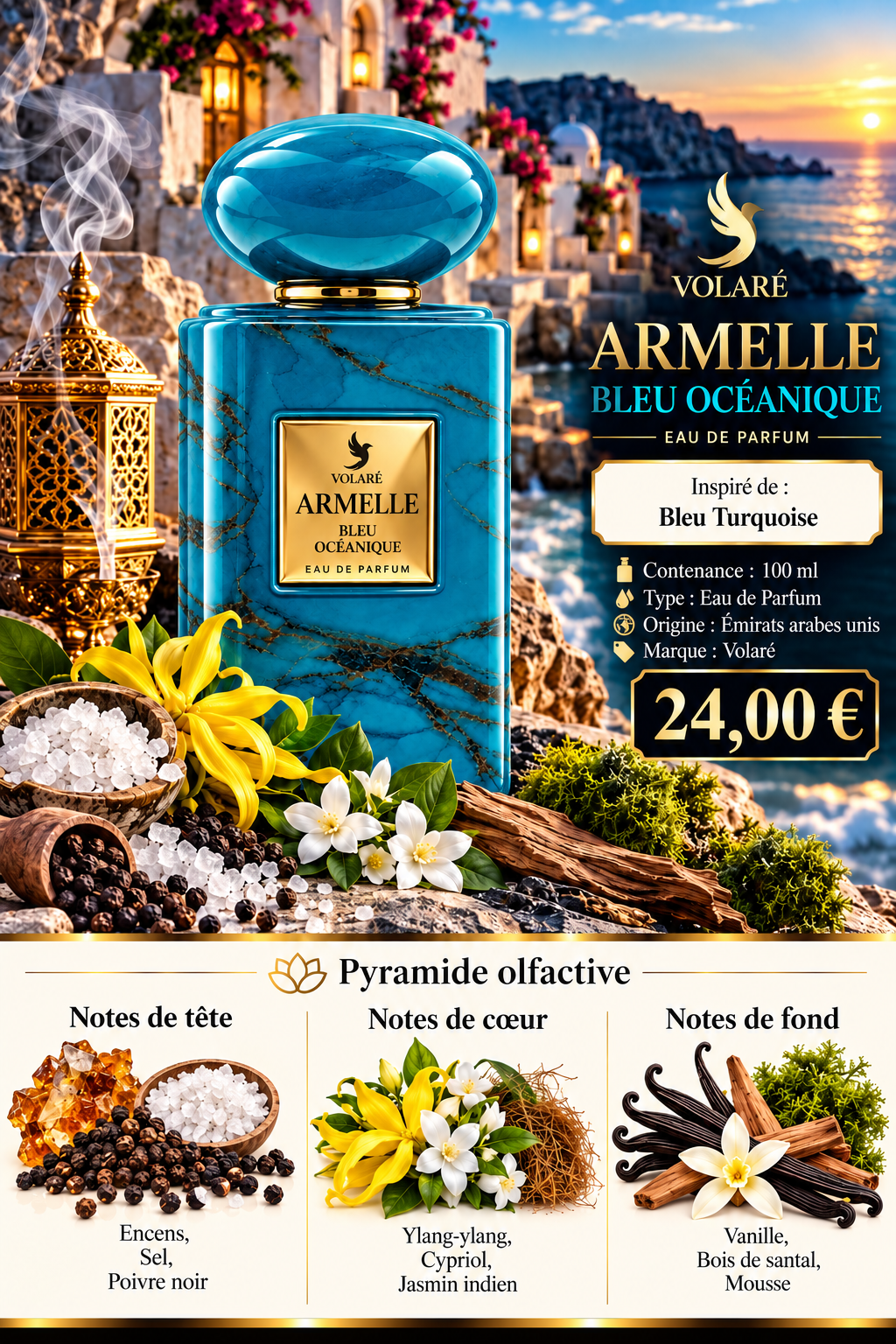 Présentation du parfum ARMELLE BLEU OCÉANIQUE