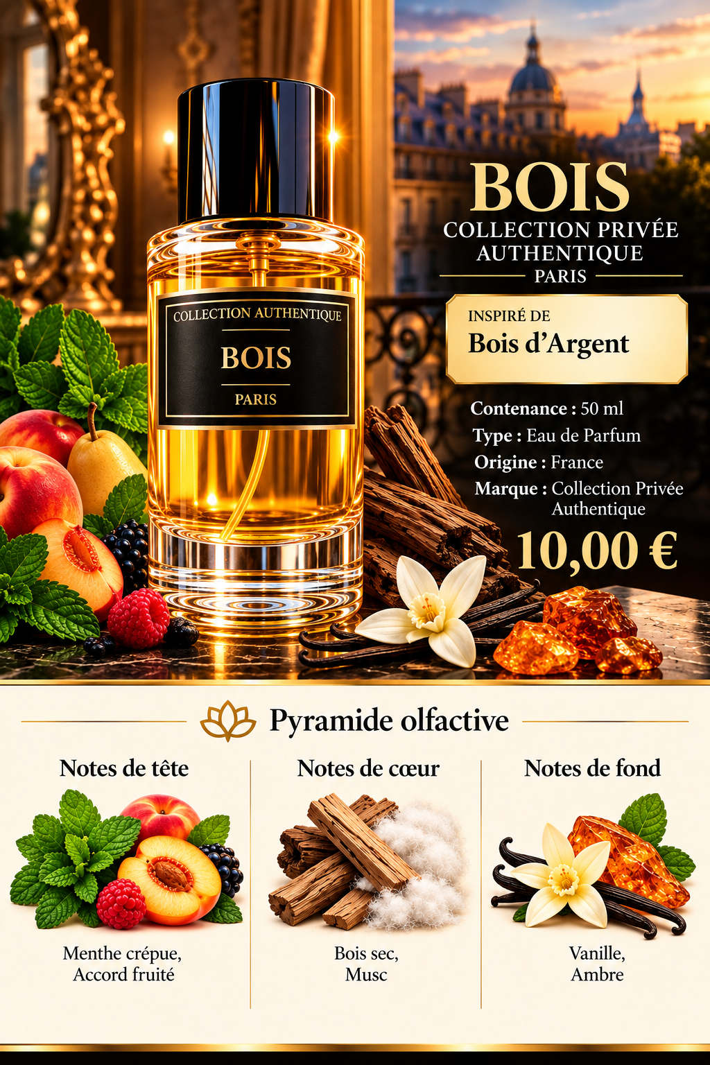 Présentation du parfum BOIS